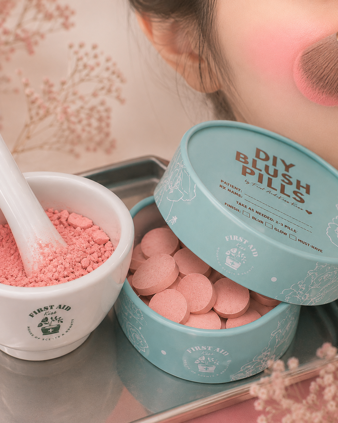 DIY Blush Pills Workshop at First Aid Kiss Bangkok, handmade blush makeup making experience